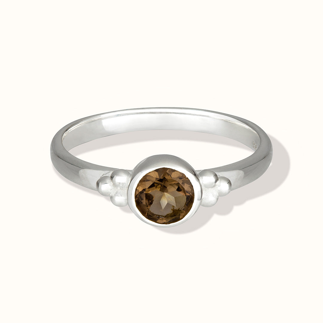 Ava Rauchquarz Ring Silber
