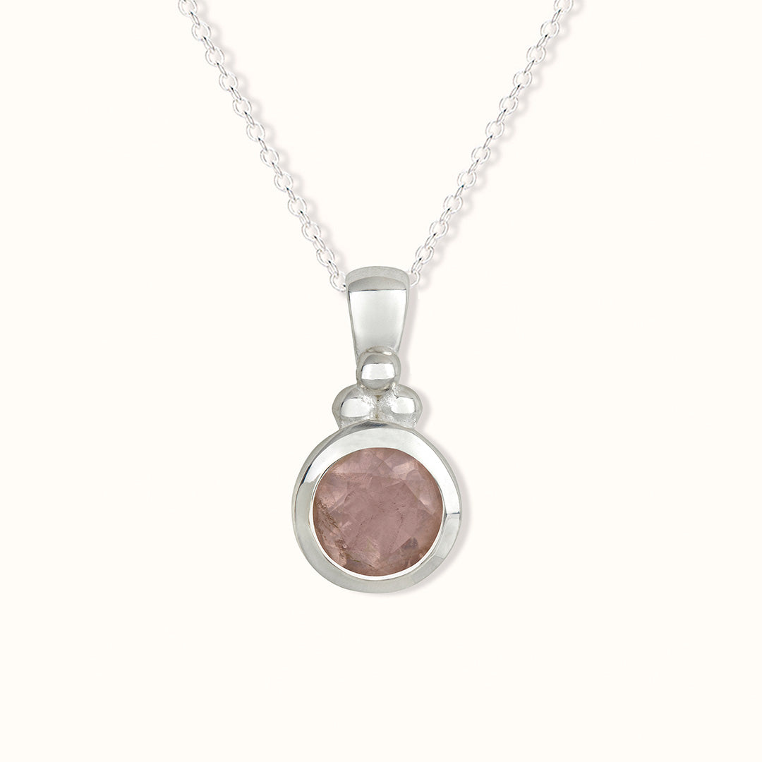 Ava Rosenquarz Charm Silber
