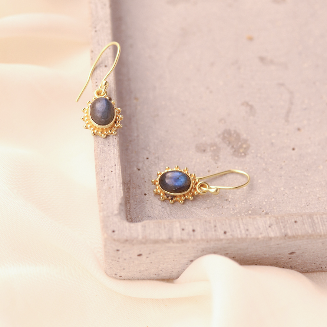 Indische Sonne Labradorit Ohrhänger Golden - Spirit of Liebs