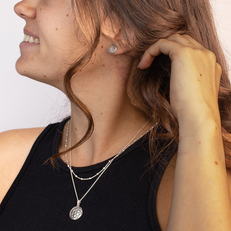 Lebensblume Layering Silber Set