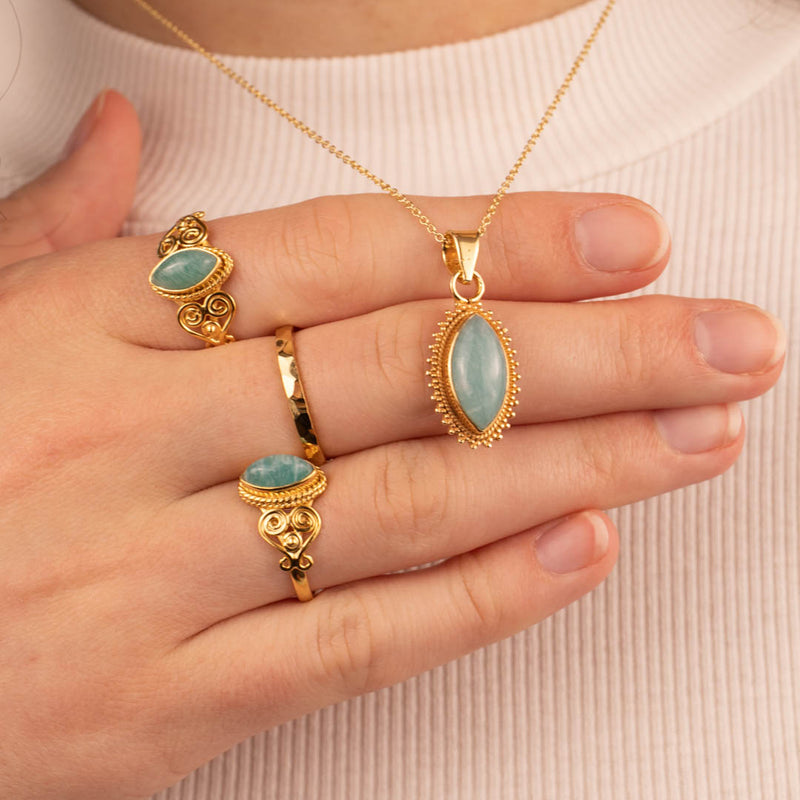 Namaste Amazonit Ring Golden - Spirit of Liebs