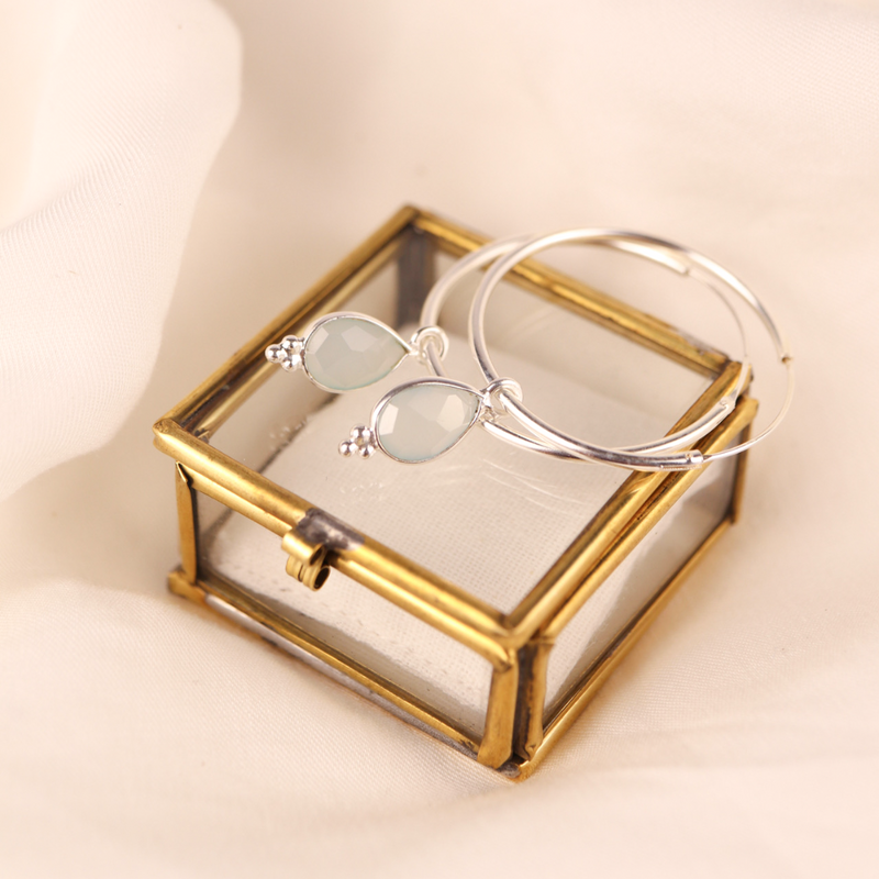 RIO Drops Aquamarin Big Hoops Silber