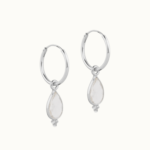 RIO Drops Bergkristall Small Hoops Silber