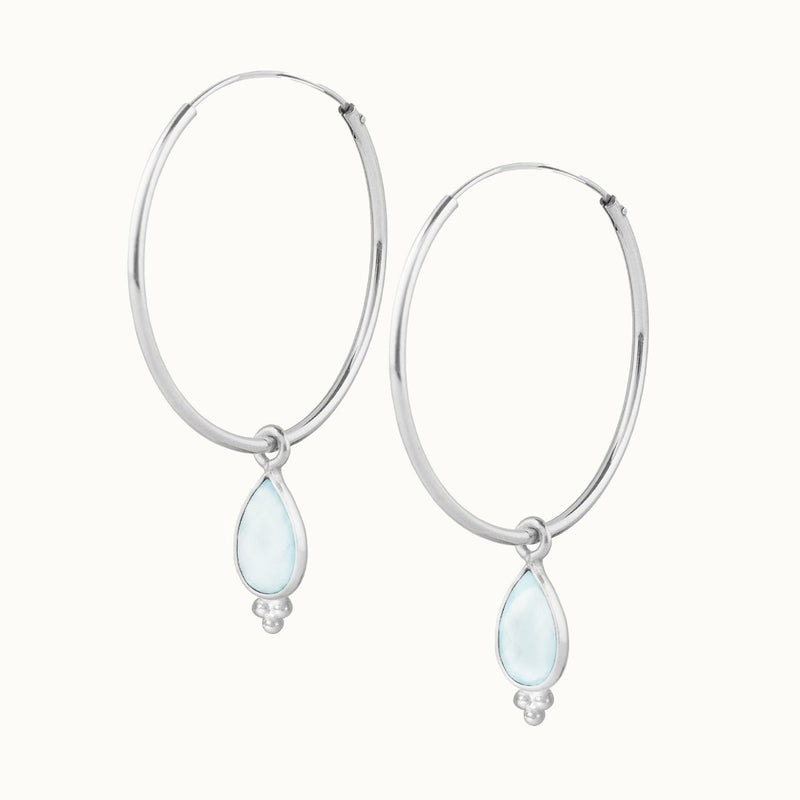 RIO Drops Aquamarin Big Hoops Silber