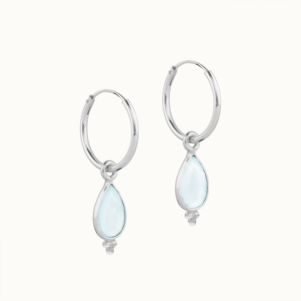 RIO Drops Aquamarin Small Hoops Silber