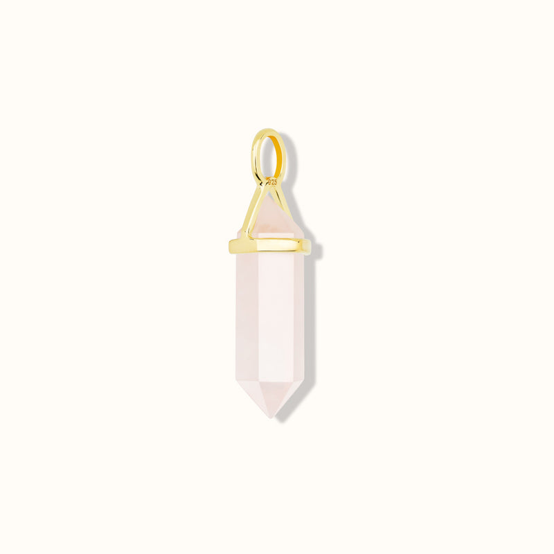Soul Kristallspitze Rosenquarz Charm Golden