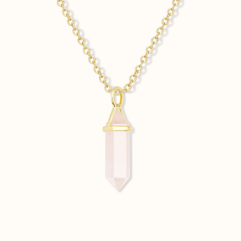 Soul Kristallspitze Rosenquarz Charm Golden