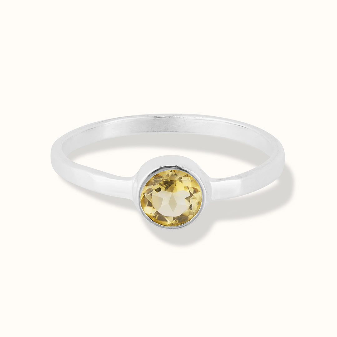 Una Citrin Ring Silber