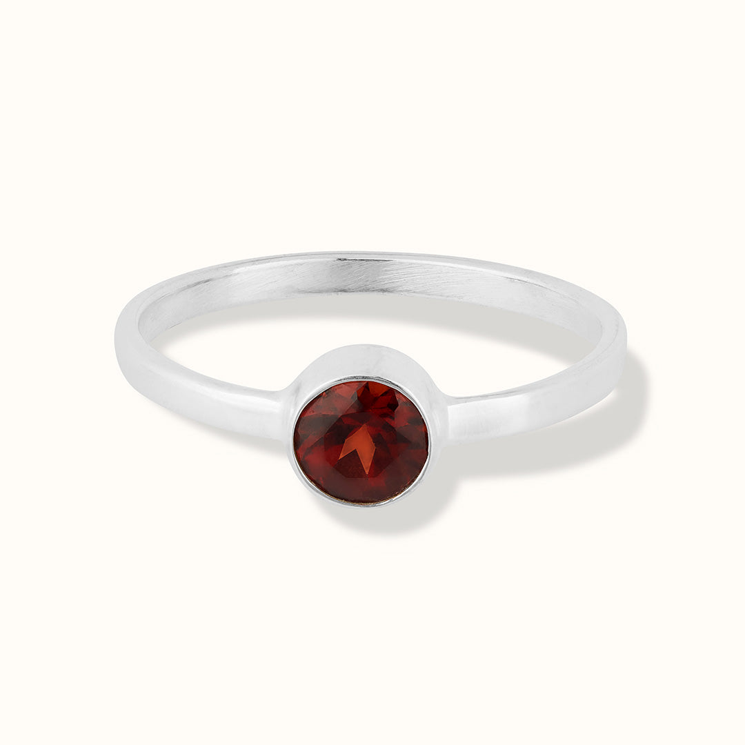 Una Granat Ring Silber