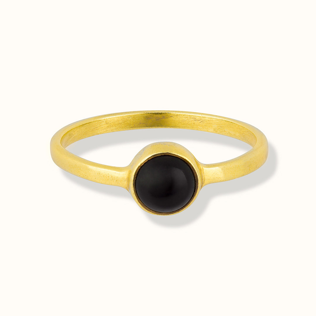 Una Onyx Ring Golden
