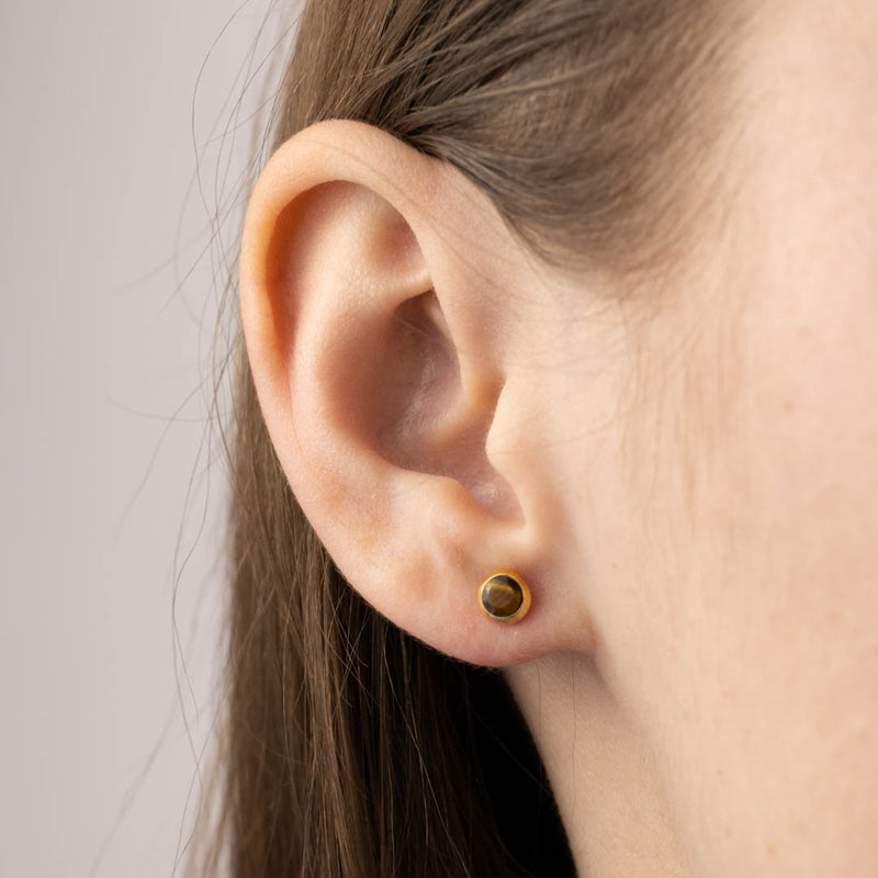 Ohrringe, Ohrstecker, Tigerauge Und Edelstahl