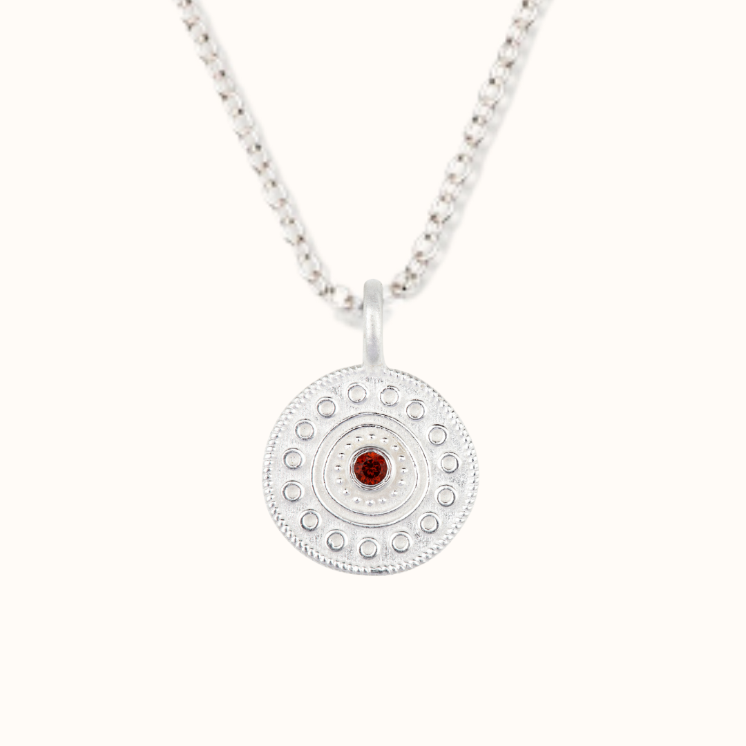 Athena Granat Charm Silber