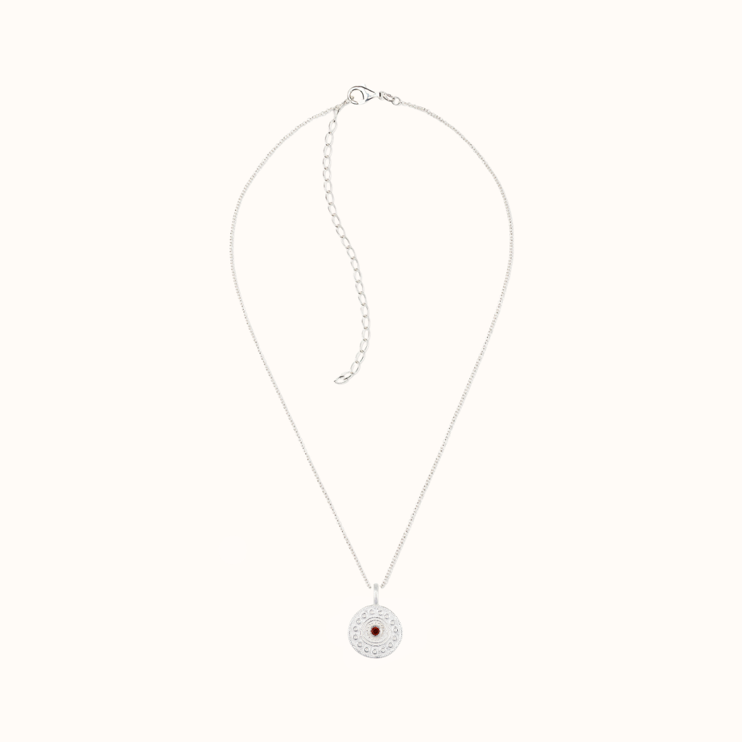 Athena Granat Charm Silber