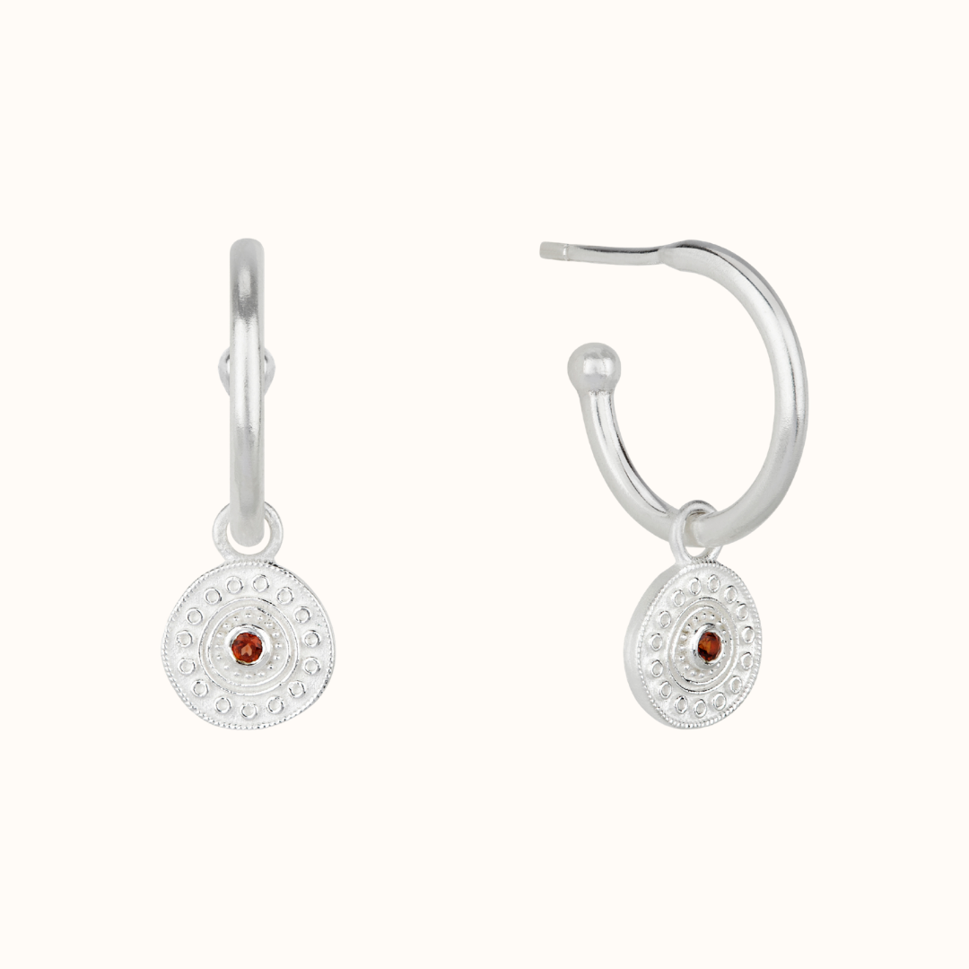 Athena Granat Hoops Silber