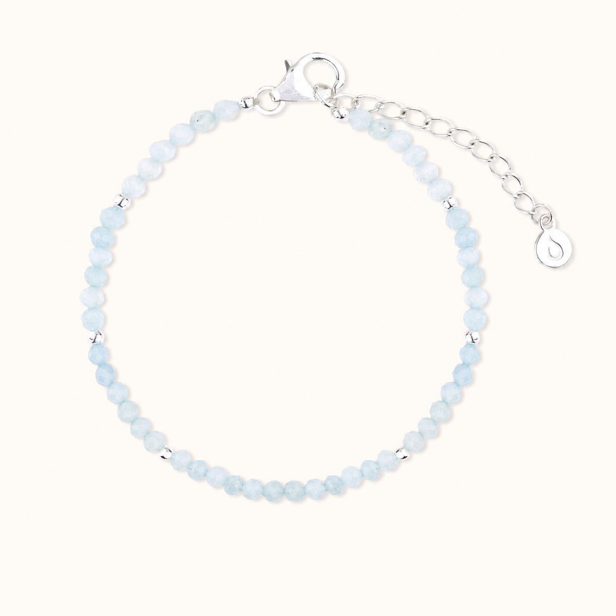 "I embrace serenity" Aquamarin Armband Silber