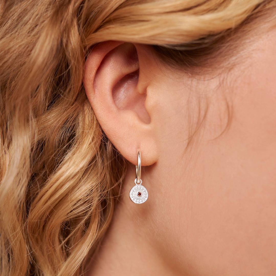 Athena Granat Hoops Silber