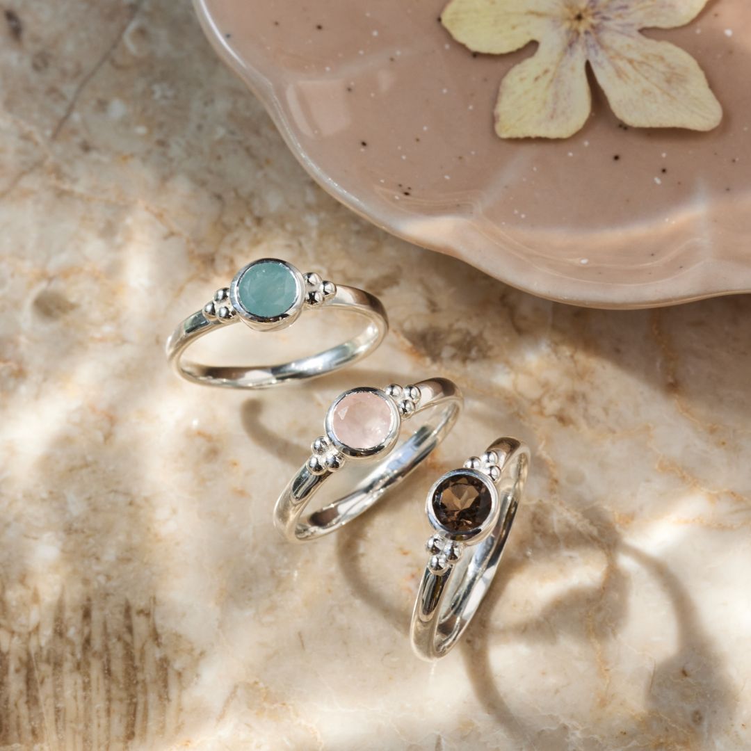 Ava Rosenquarz Ring Silber