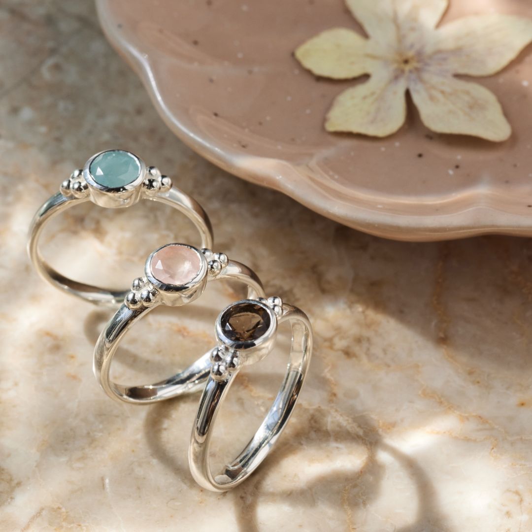 Ava Rosenquarz Ring Silber