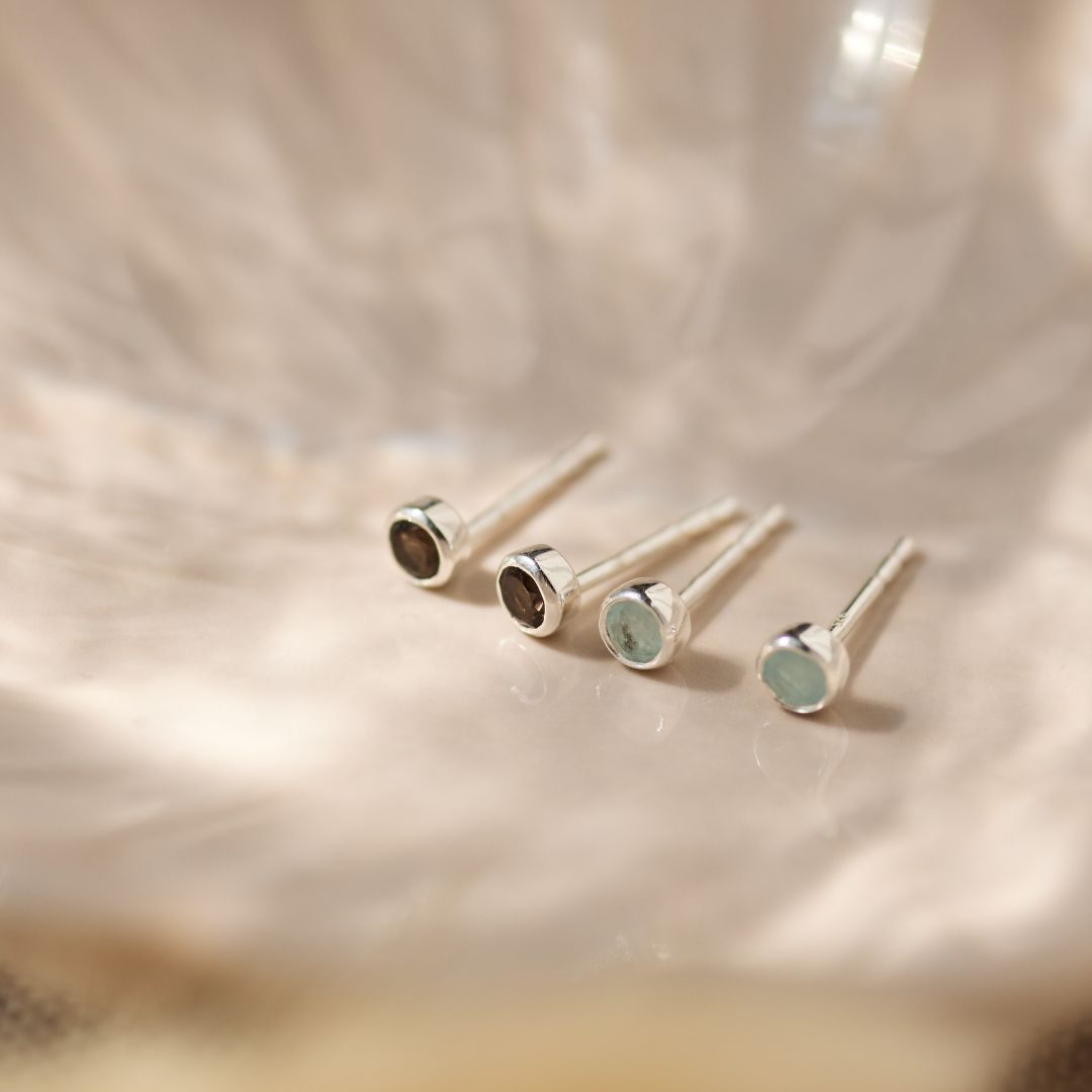 Ava Aquamarin Ohrstecker Silber