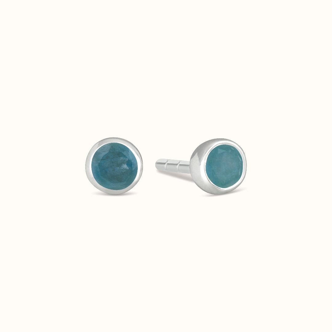 Ava Aquamarin Ohrstecker Silber