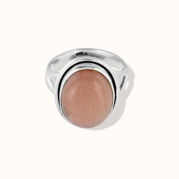 Aylin Peach-Mondstein Ring Silber