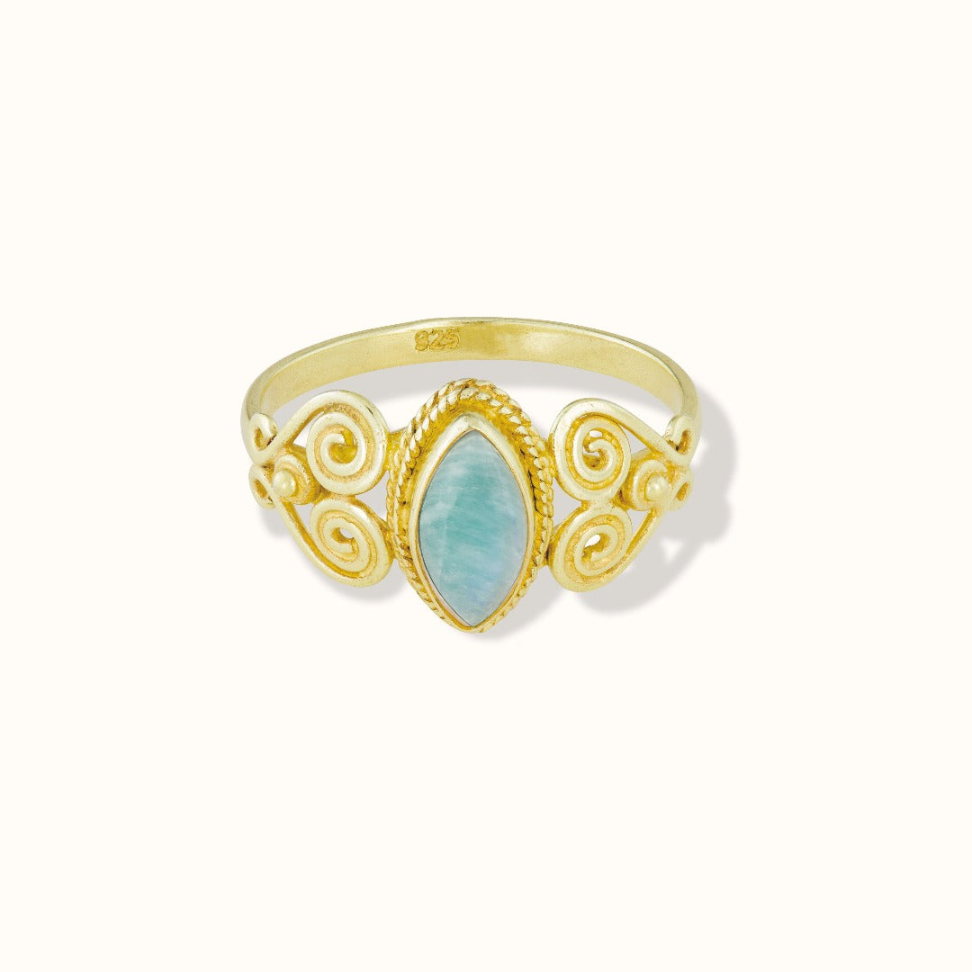Namaste Amazonit Ring Golden - Spirit of Liebs