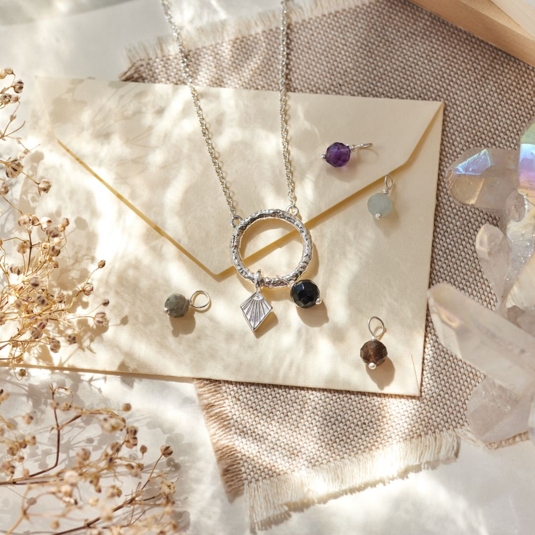 Cosmic Dot Amethyst Charm Silber