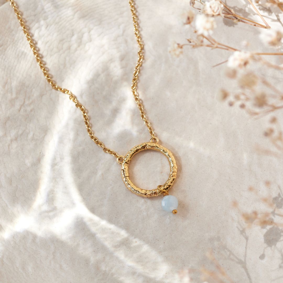 Cosmic Dot Aquamarin Charm Golden