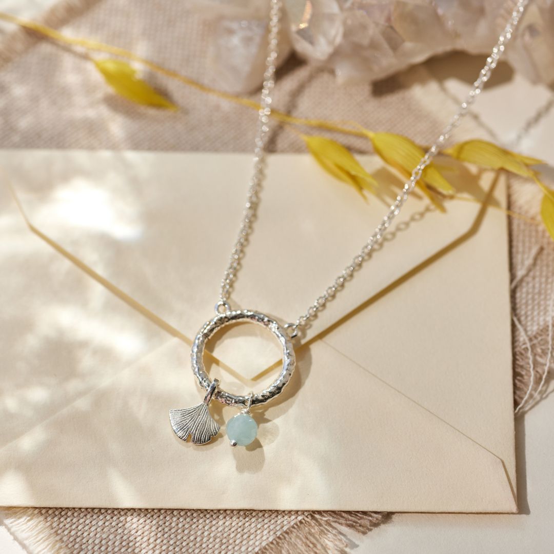Cosmic Dot Aquamarin Charm Silber