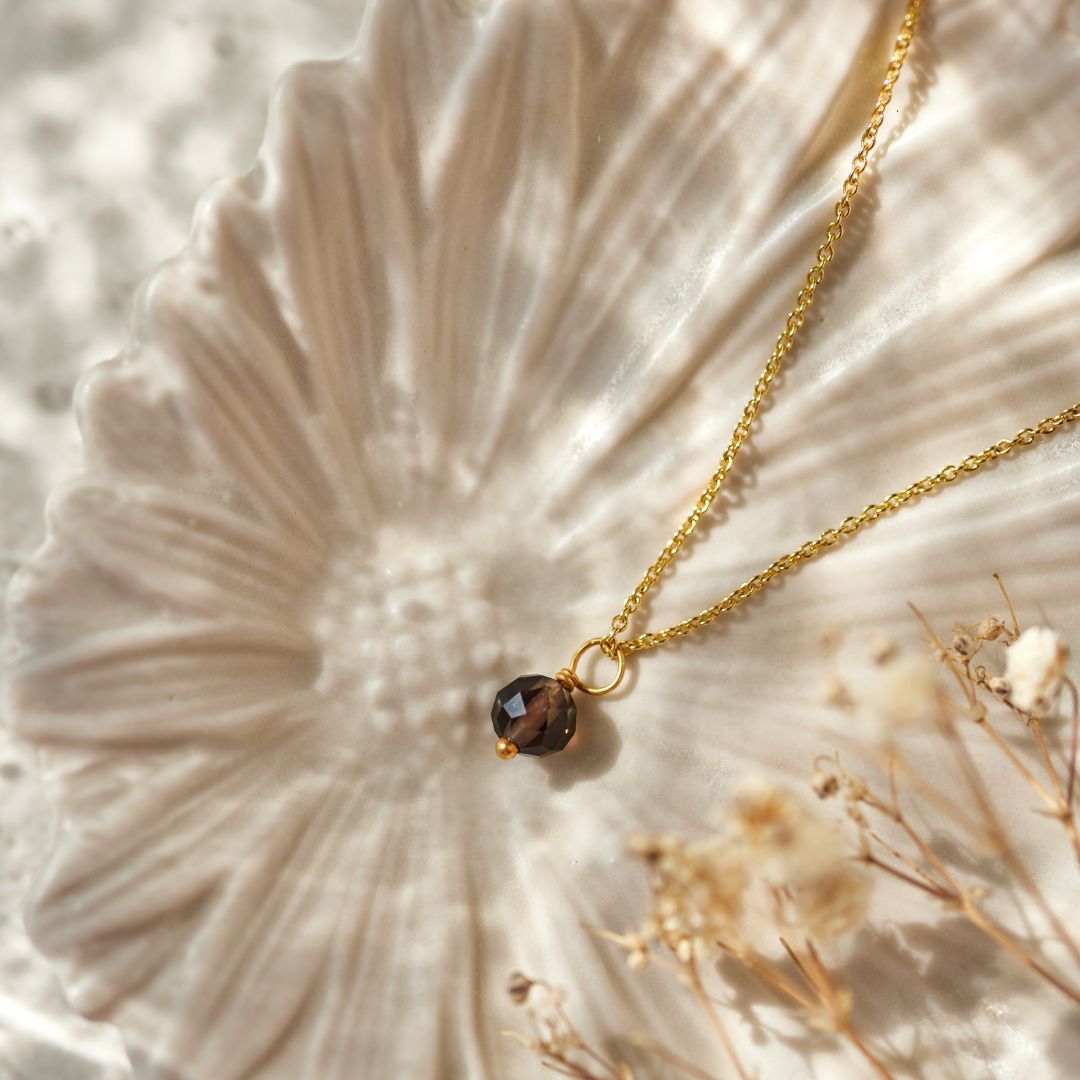 Cosmic Dot Rauchquarz Charm Golden