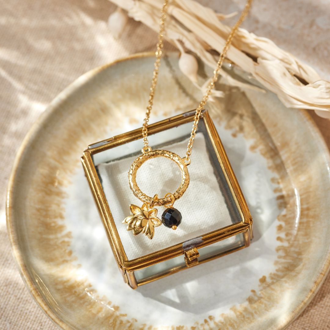 Cosmic Dot Onyx Charm Golden
