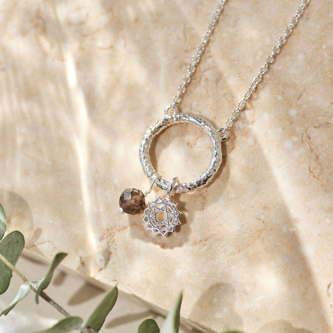 Cosmic Dot Rauchquarz Charm Silber