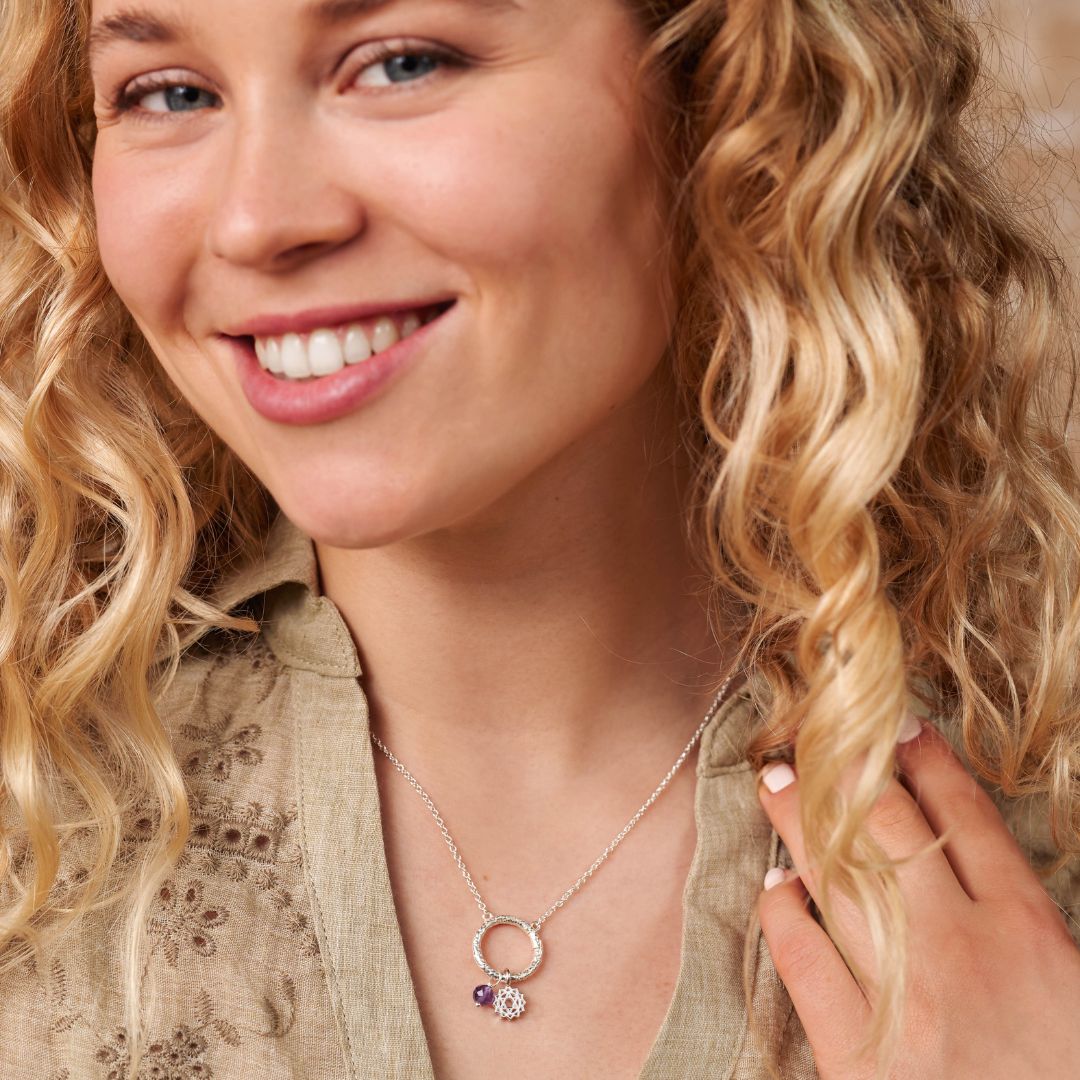 Cosmic Dot Amethyst Charm Silber