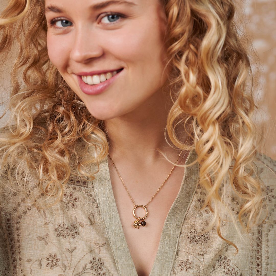 Cosmic Dot Rauchquarz Charm Golden