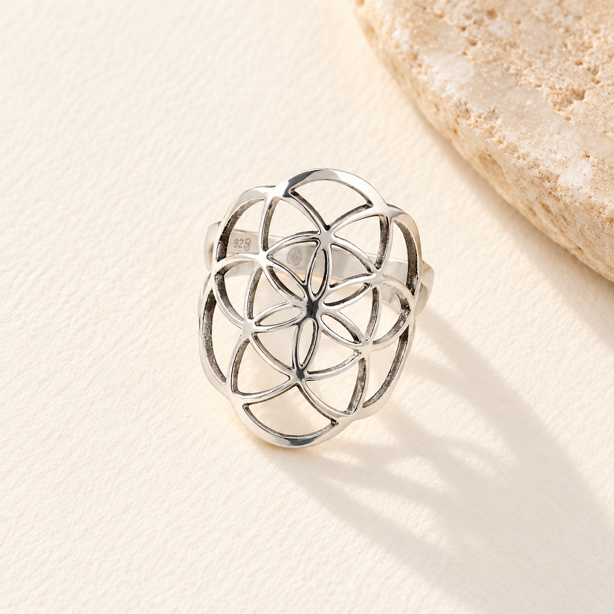 Blume des Lebens Ring Silber
