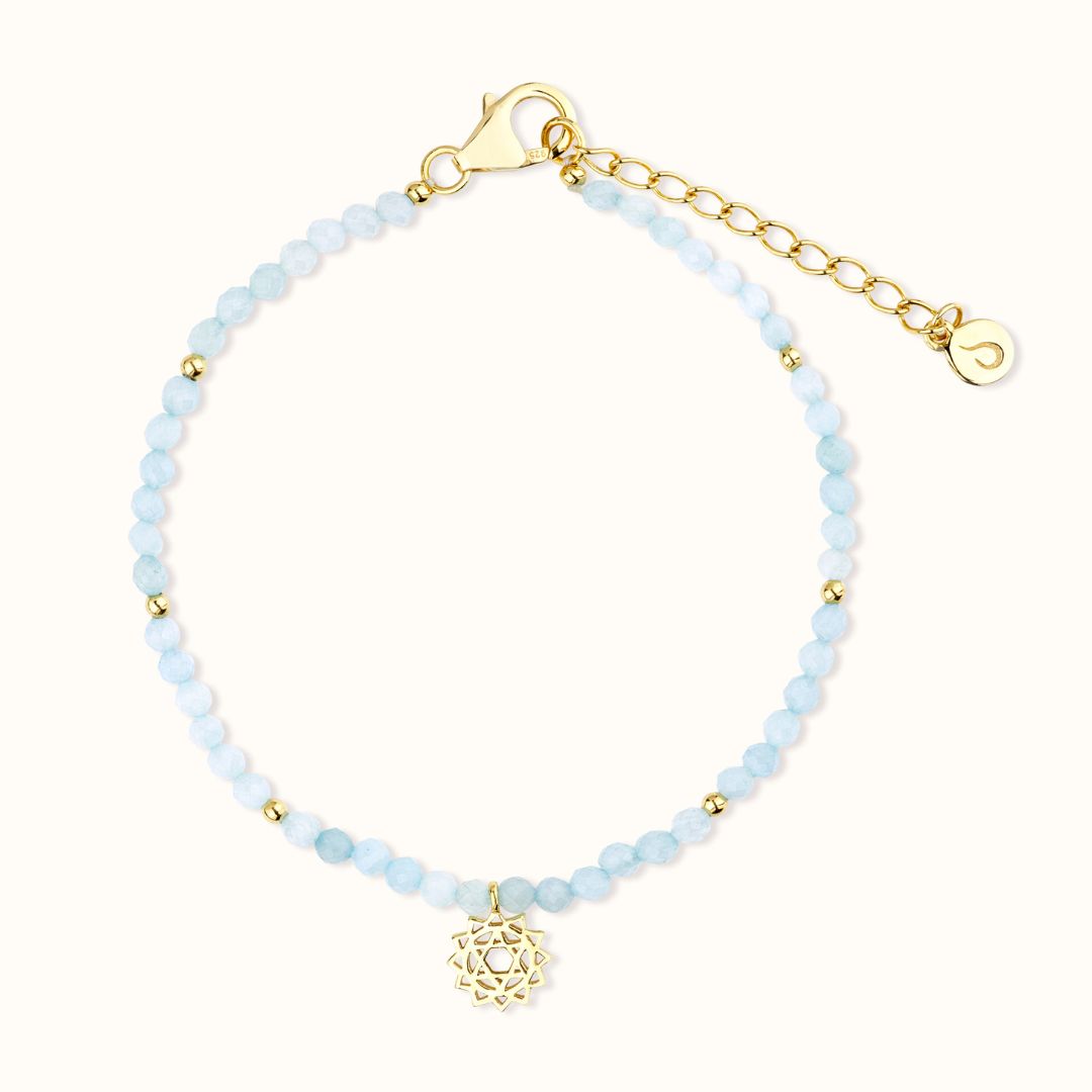 "I embrace serenity" Aquamarin Armband Golden