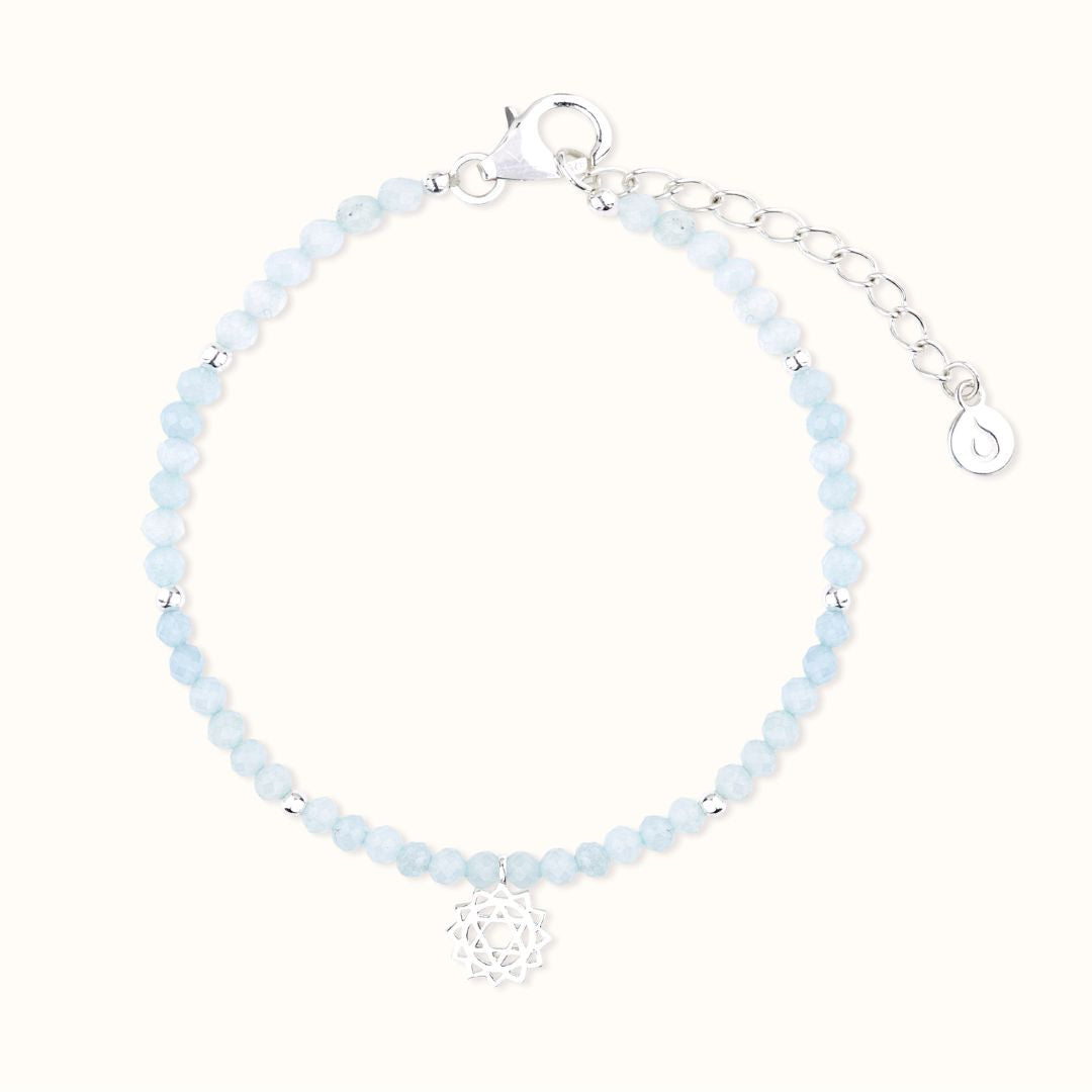"I embrace serenity" Aquamarin Armband Silber