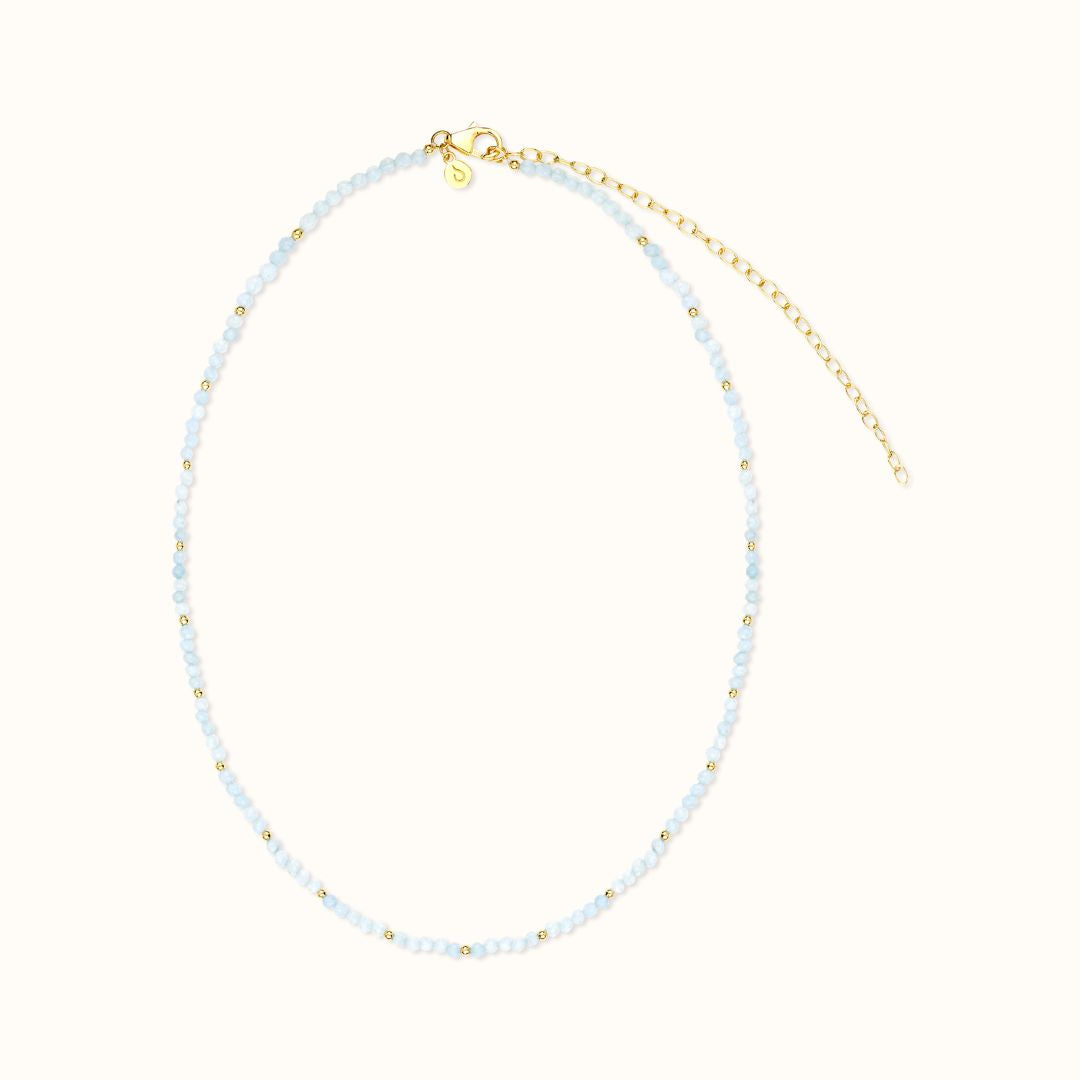 "I embrace serenity" Aquamarin Kette Golden
