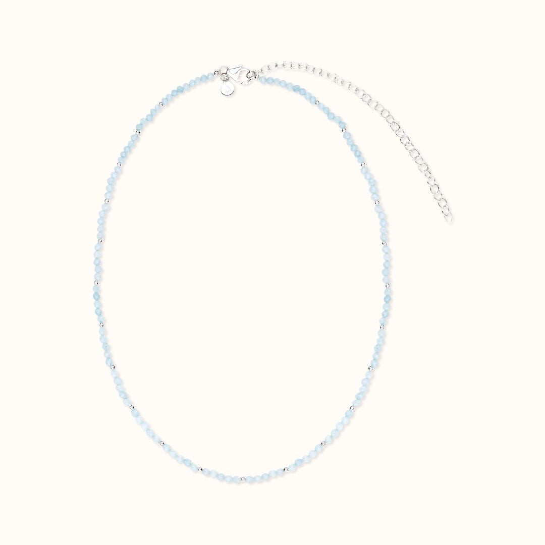 "I embrace serenity" Aquamarin Kette Silber