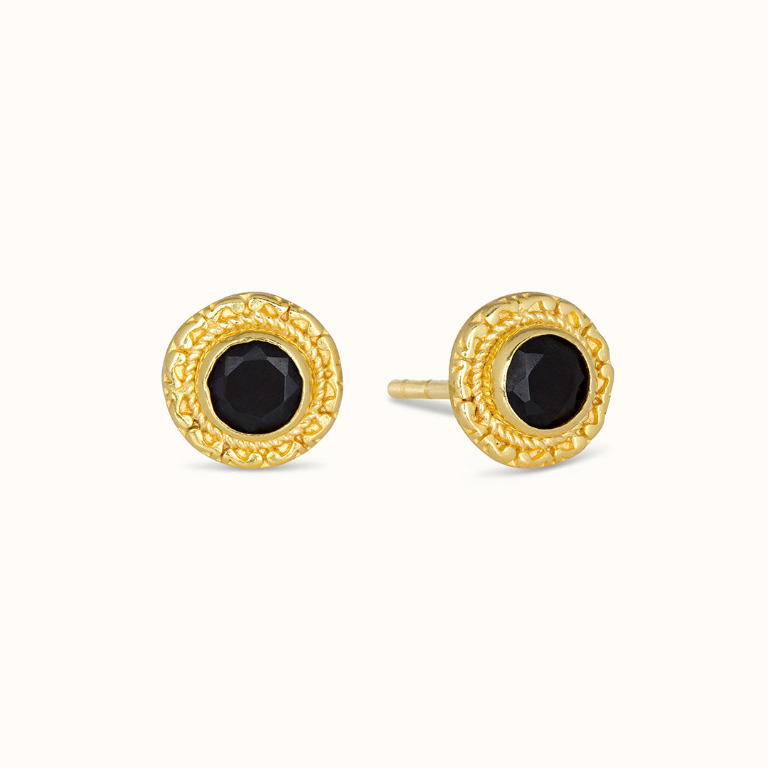 Inka Onyx Ohrstecker Golden