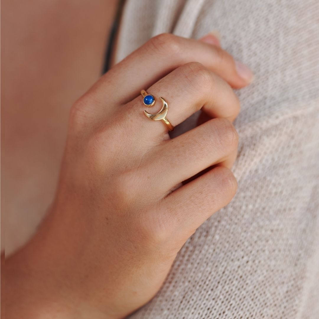 Luna Lapislazuli Ring Golden