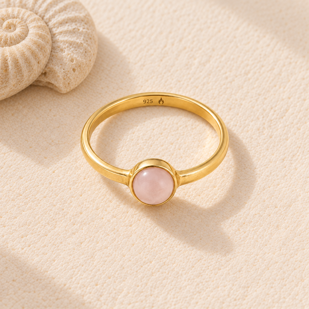 Una Rosenquarz Ring Golden