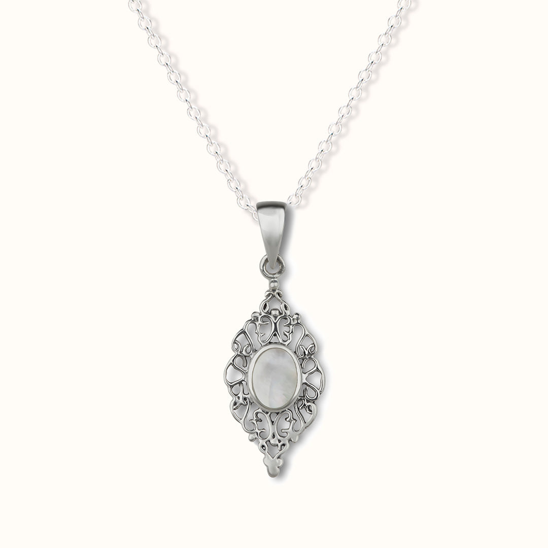 Sahara Weißes Perlmutt Charm Silber