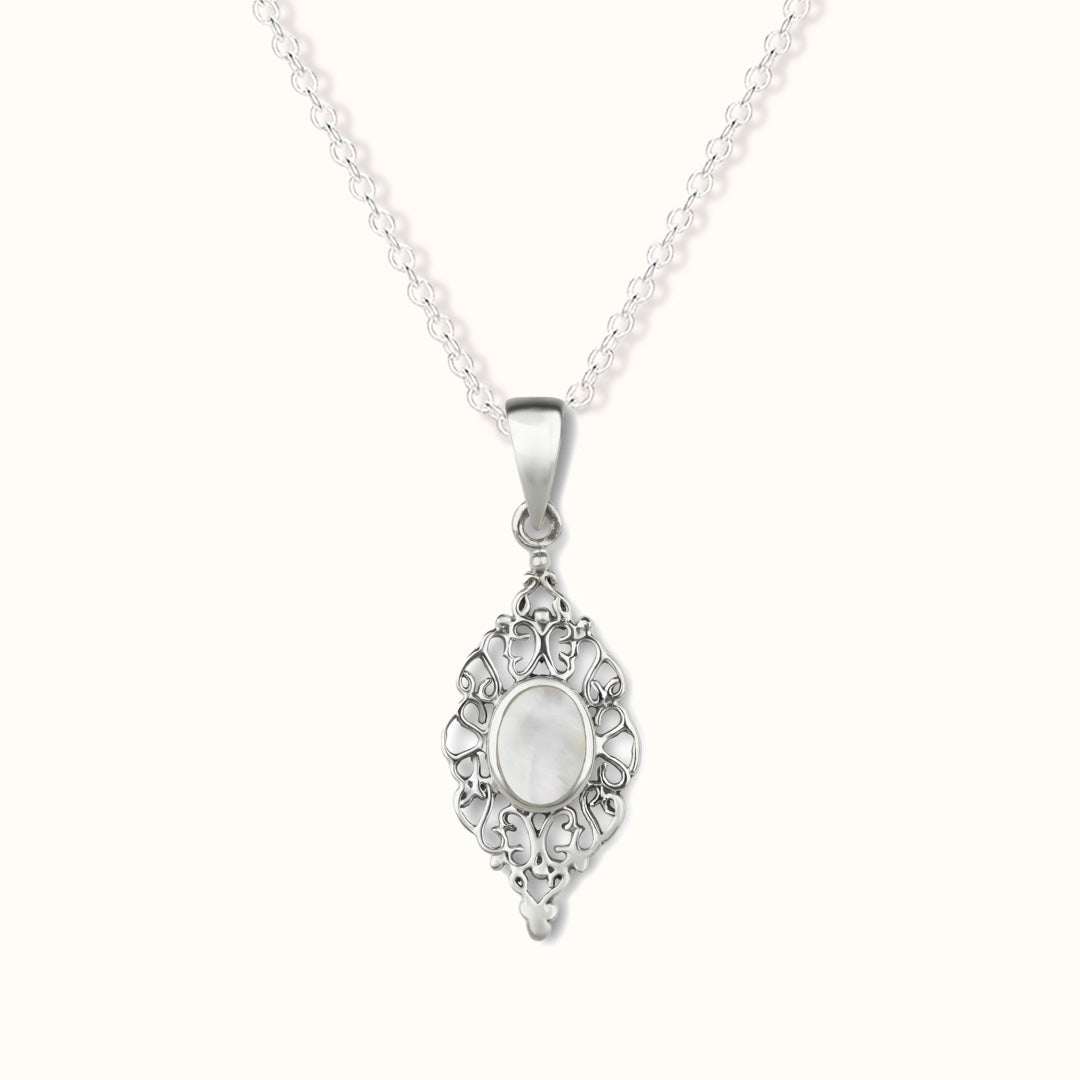 Sahara Weißes Perlmutt Charm Silber