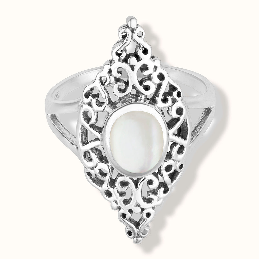 Sahara Weißes Perlmutt Ring Silber
