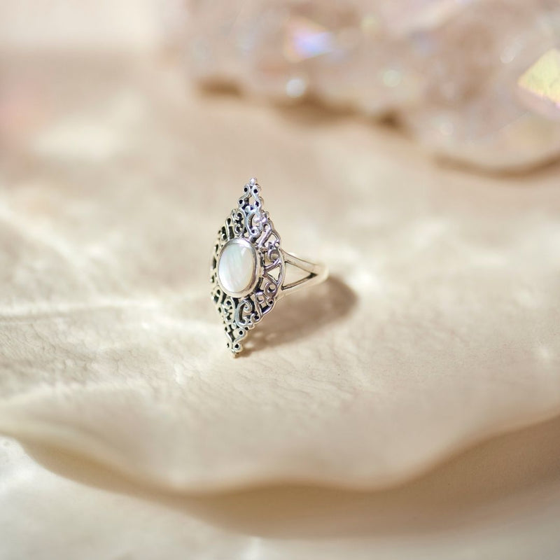 Sahara Weißes Perlmutt Ring Silber