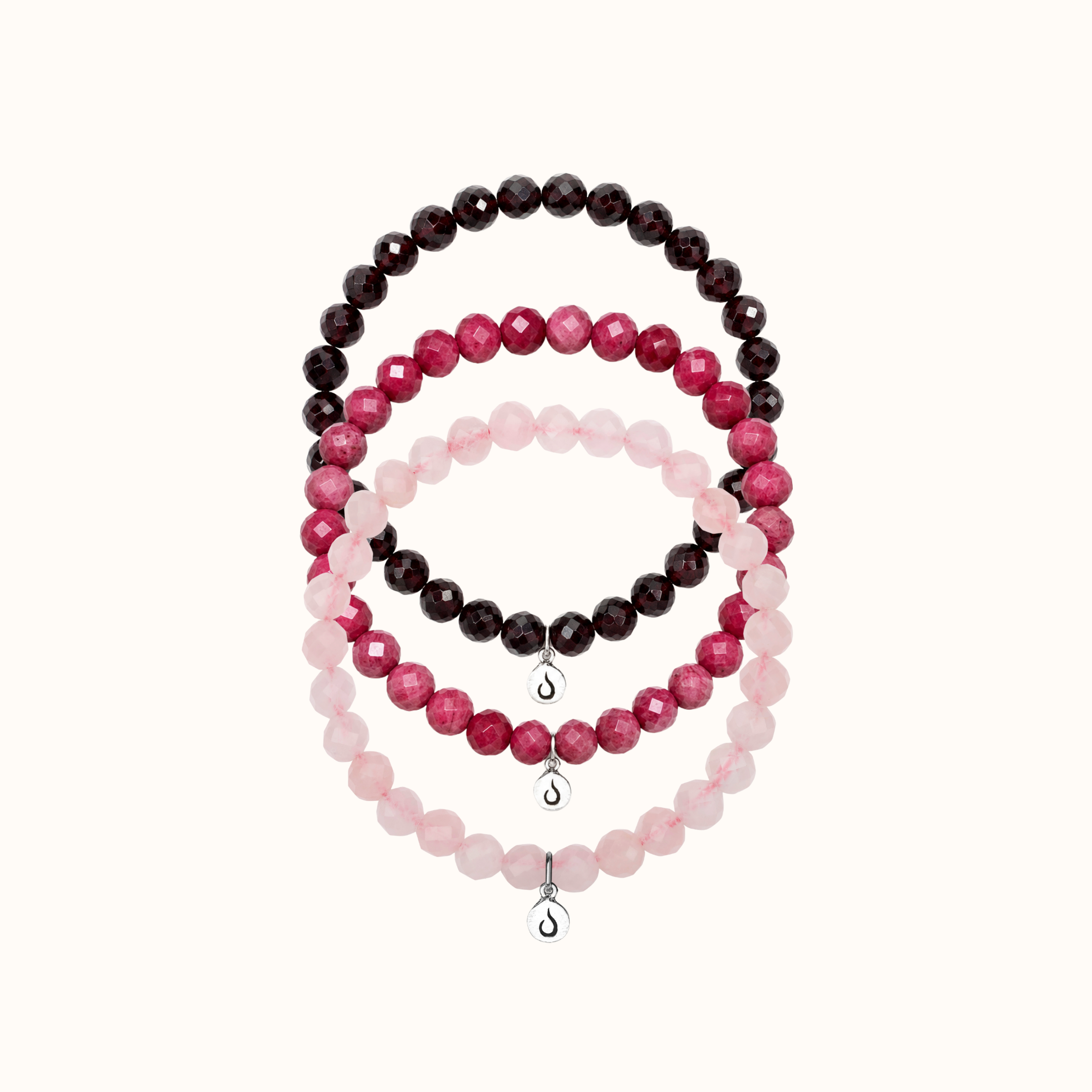 HEAL Set Granat, Rhodonit und Rosenquarz