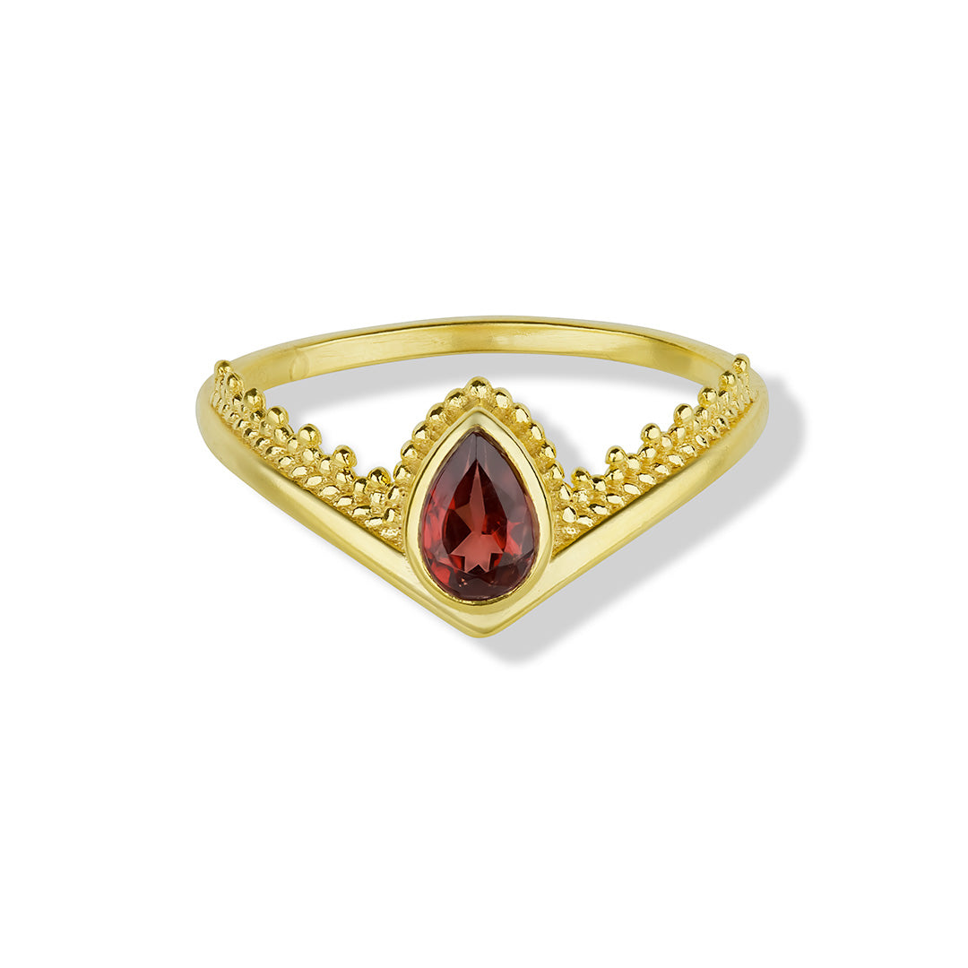 Tiara Granat Ring Golden