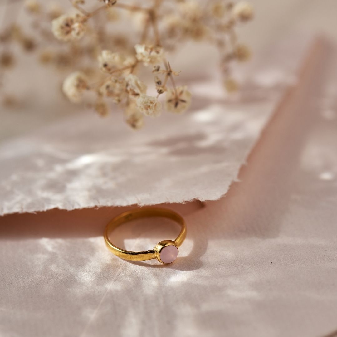 Una Rosenquarz Ring Golden