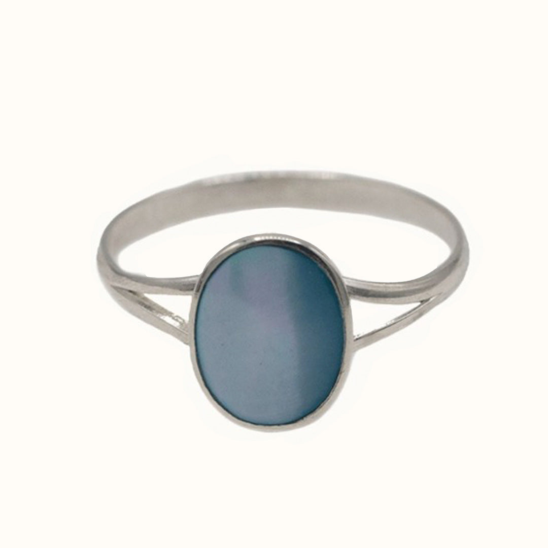 Aries Blaues Perlmutt Ring Silber